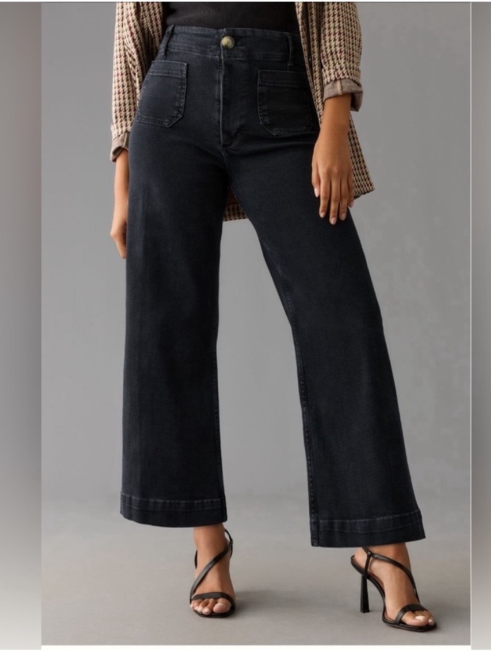 Maeve Colette High-Rise Wide-Leg Denim Jeans Black 27P